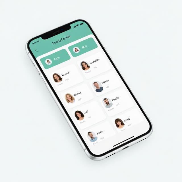 Homebook app showing family member profiles